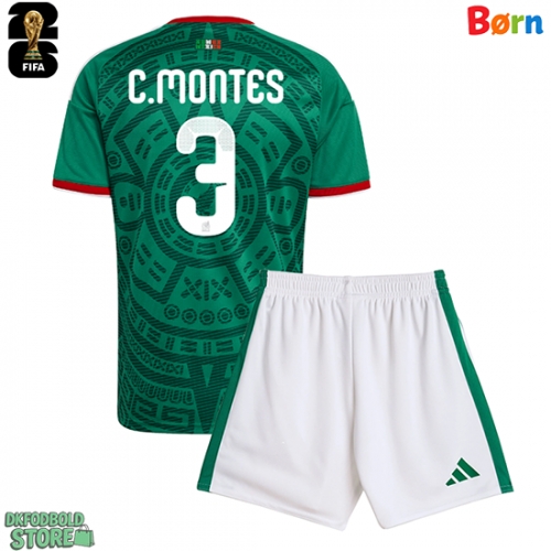 Mexico Cesar Montes #3 Replika Babytøj Hjemmebanesæt Børn VM 2026 Kortærmet (+ Korte bukser)